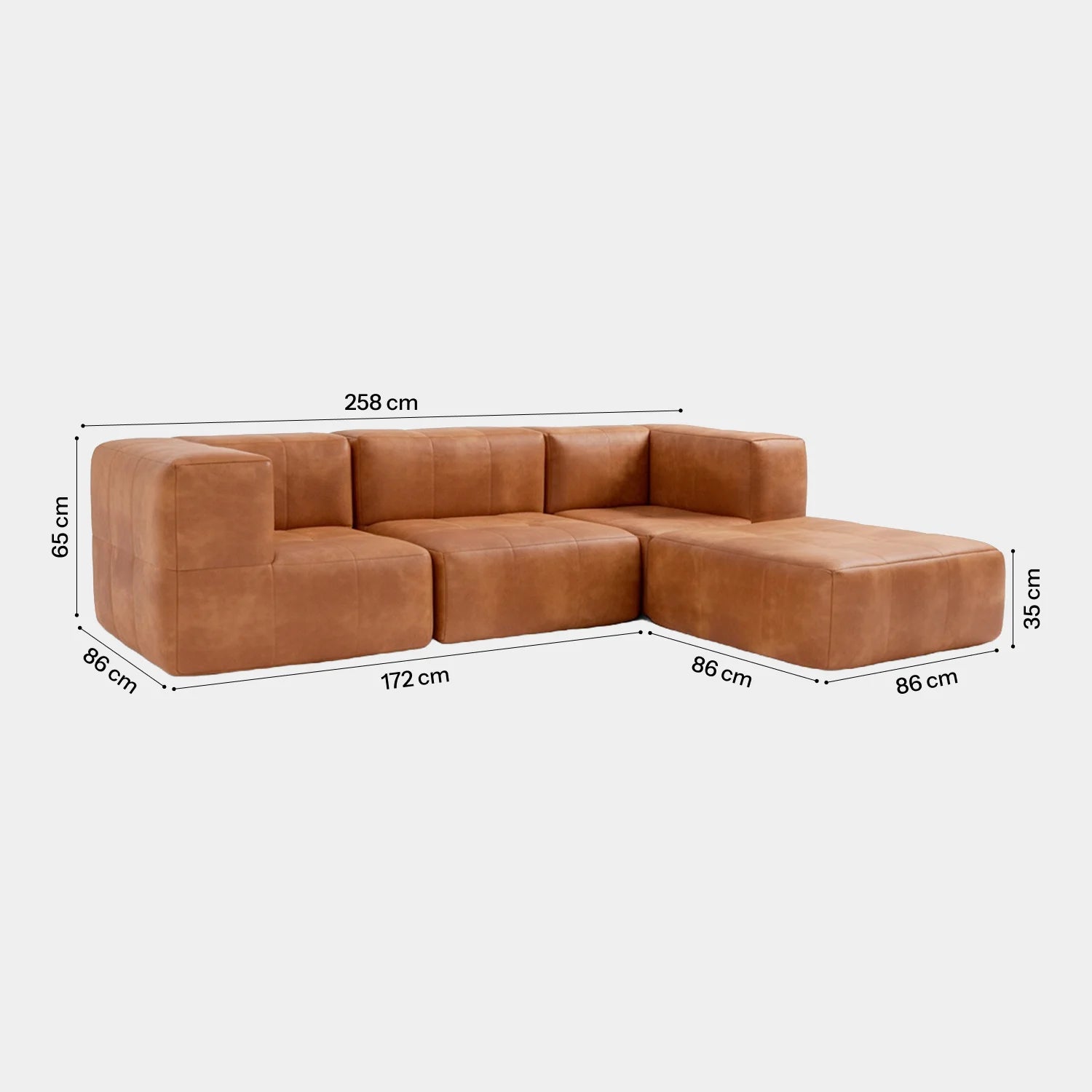 Sofá Modular Poli-Couro 3 Lugares + Apoio