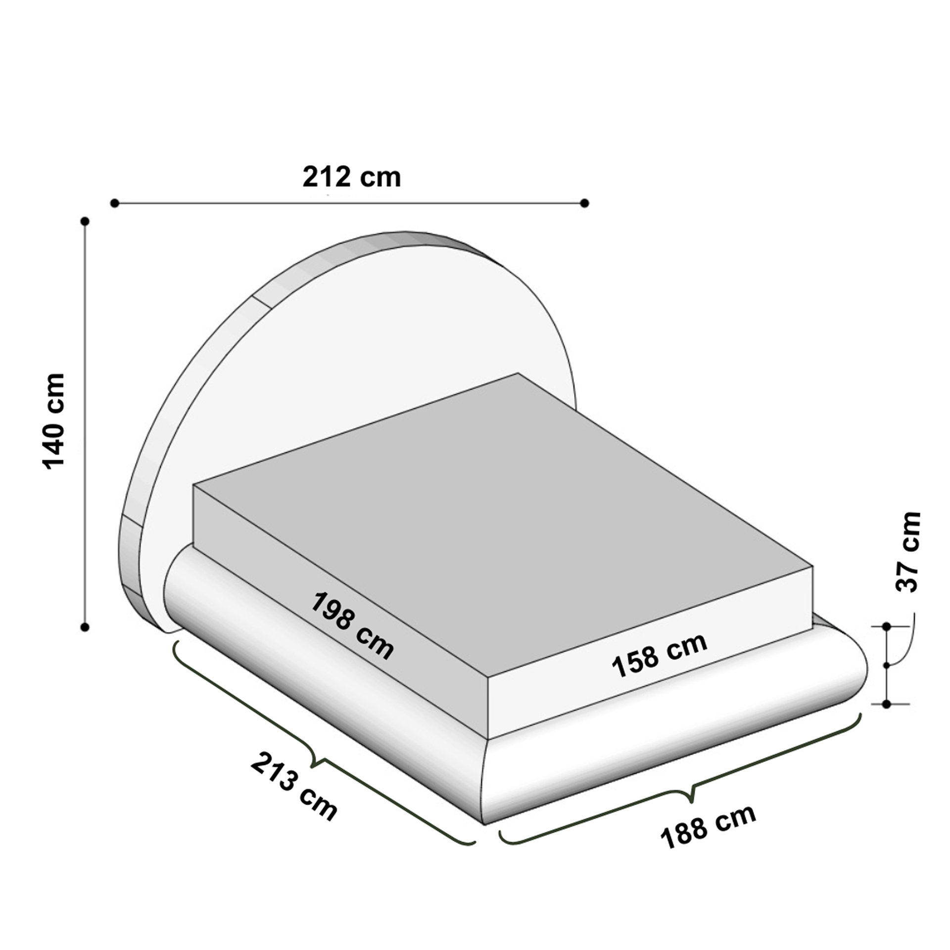 Capa Elegance para Box com Cabeceira Redonda completa