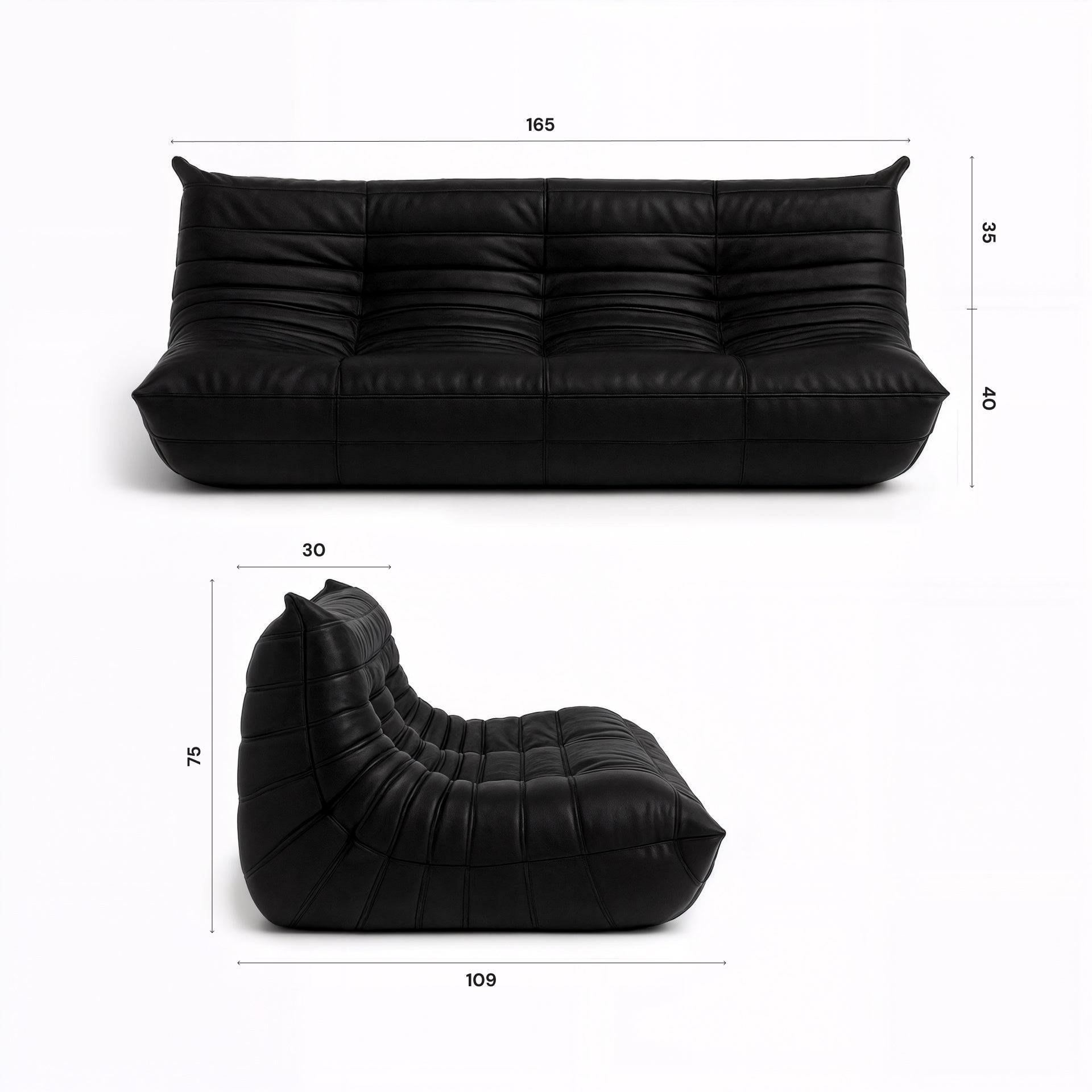 Sofá na Caixa Cozy - Corino Preto