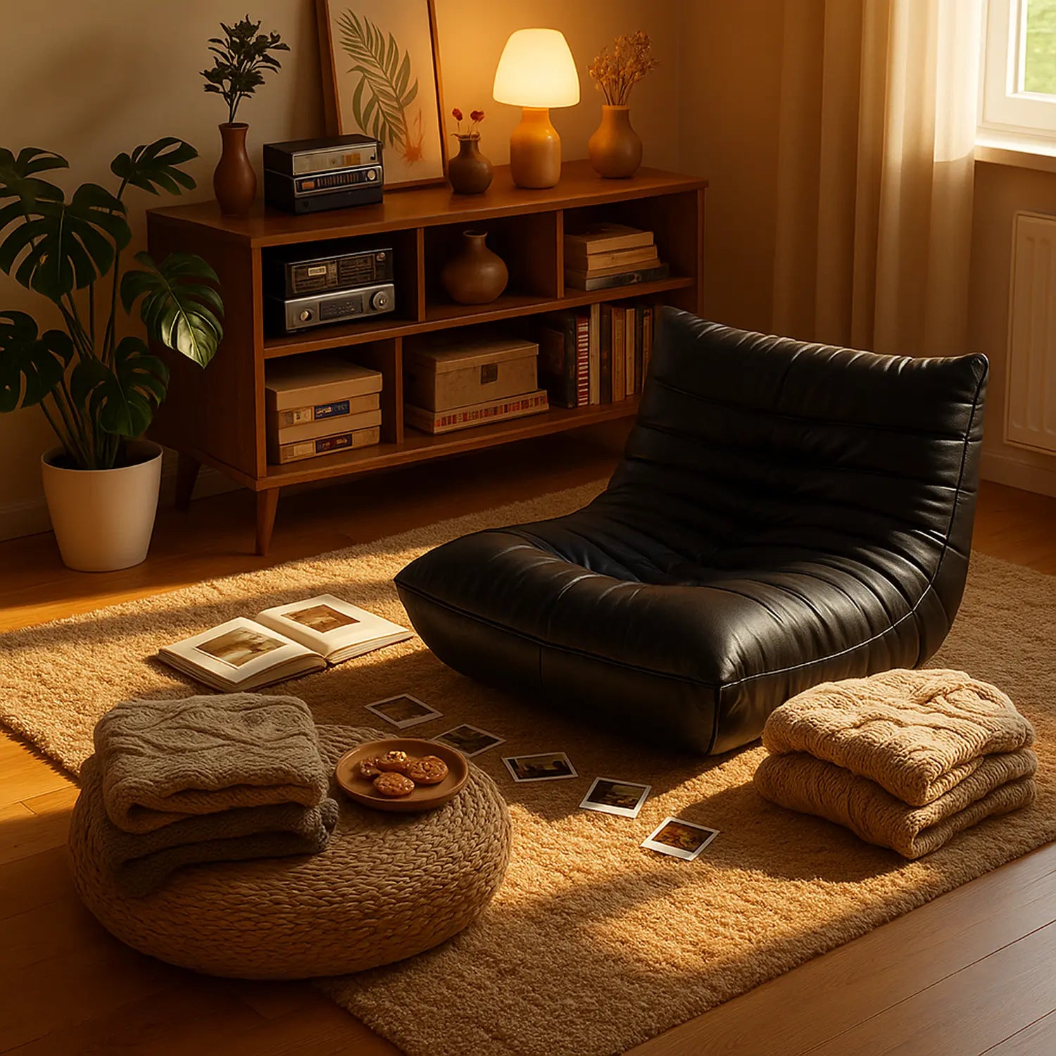 Poltrona na Caixa Cozy - Corino Preto