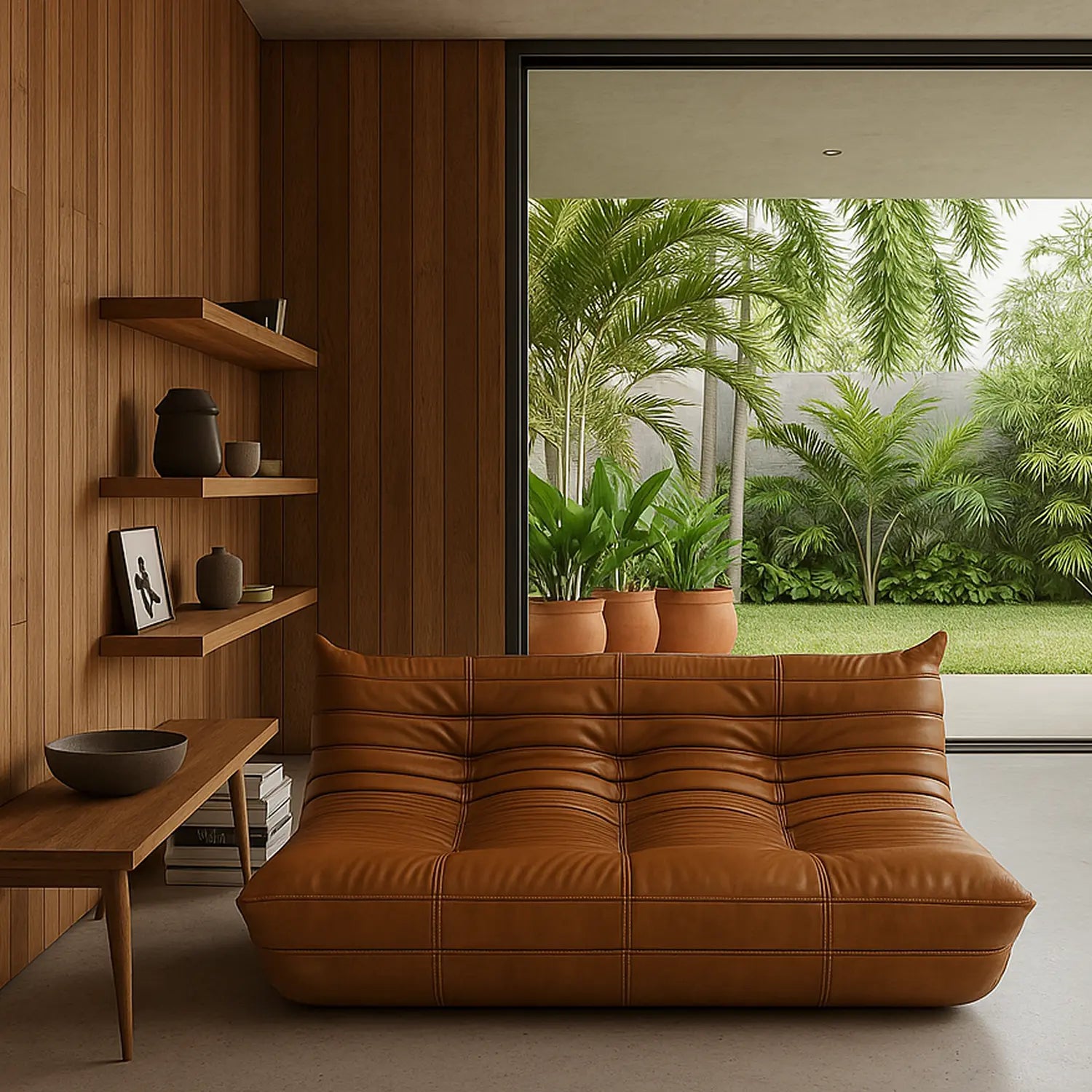 Sofá na Caixa Cozy - Corino Marrom