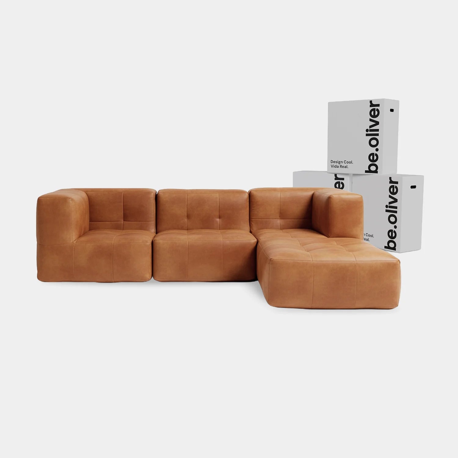 Sofá Modular Poli-Couro 3 Lugares + Apoio