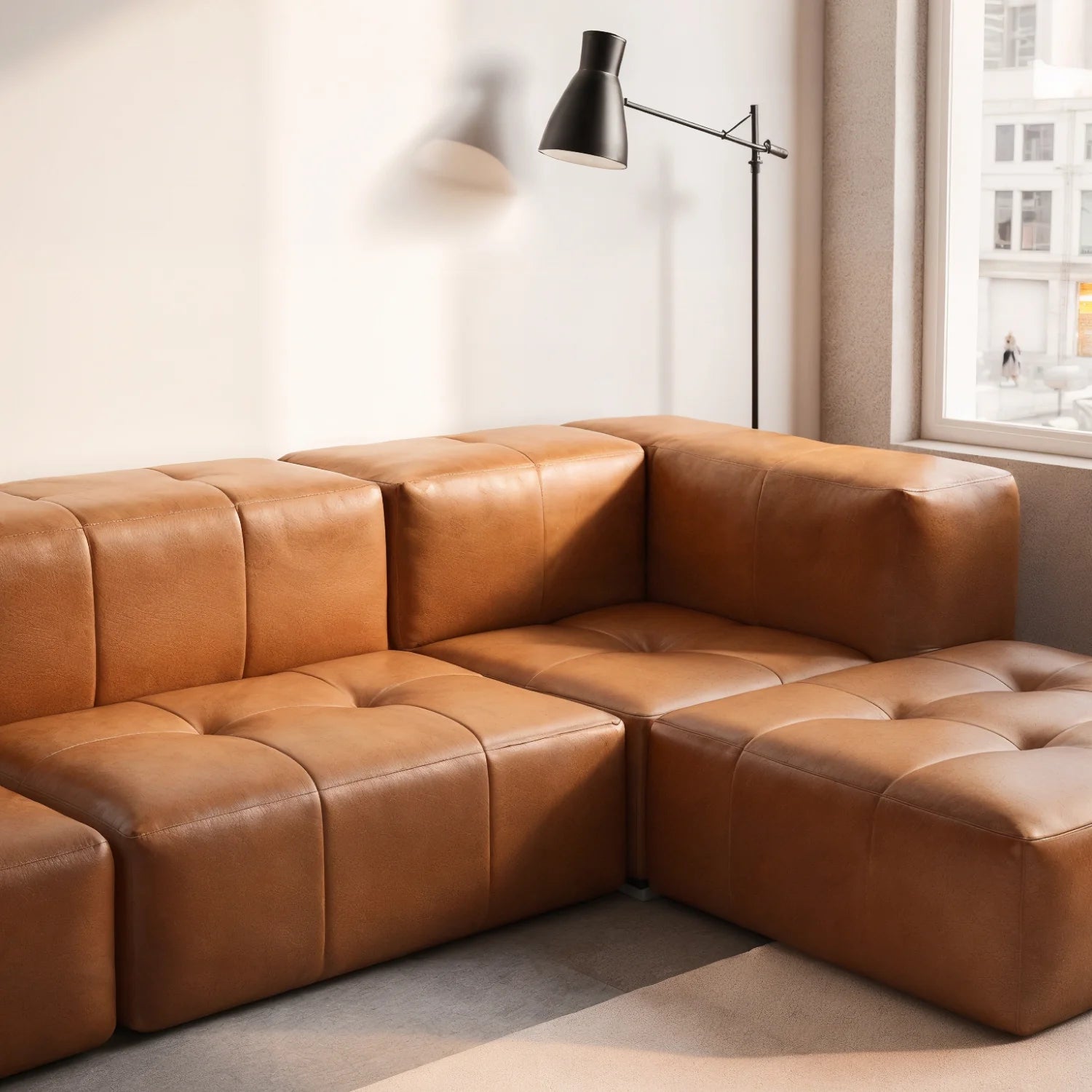 Sofá Modular Poli-Couro 3 Lugares + Apoio
