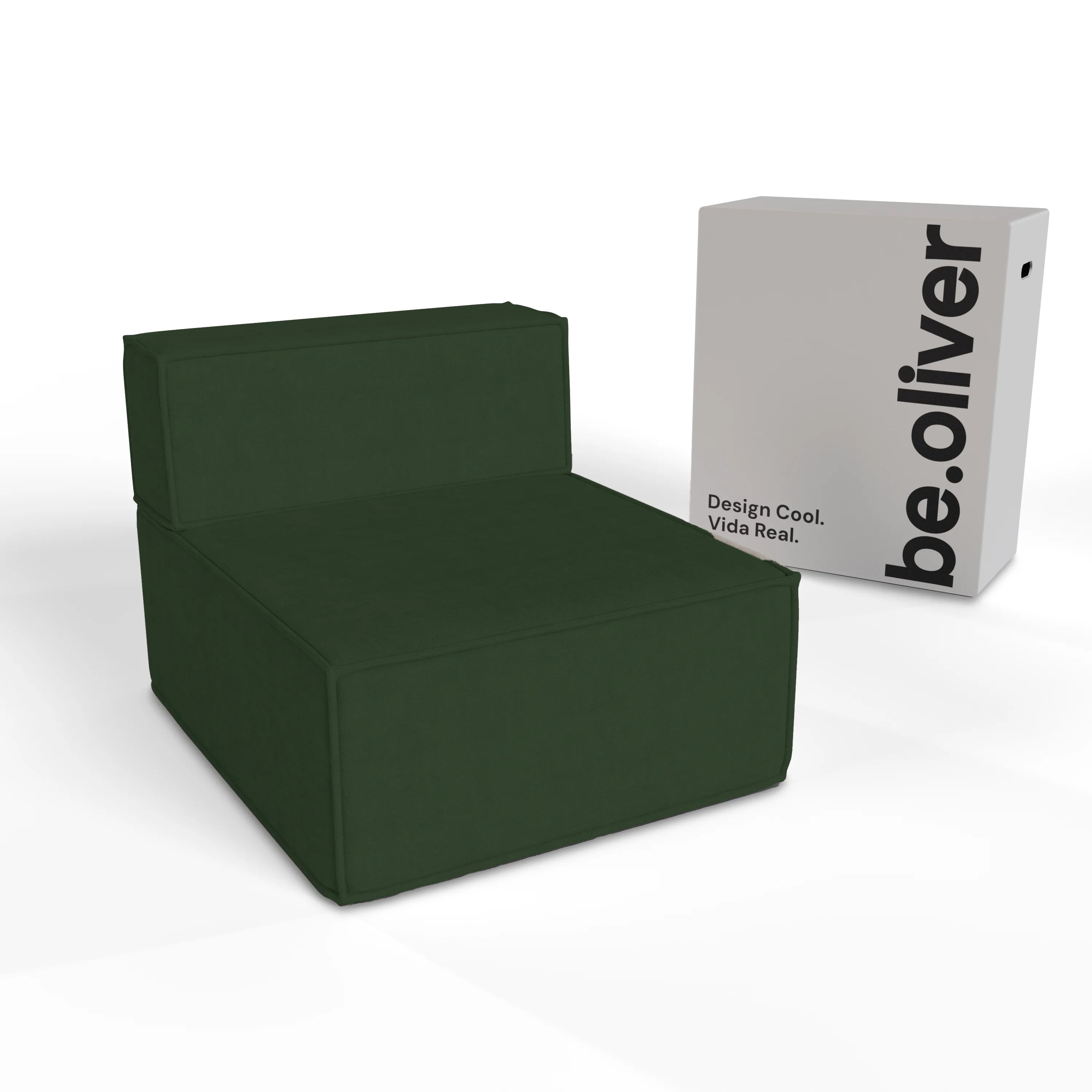 Poltrona para Sofá na Caixa Klein - Bouclê Verde Musgo